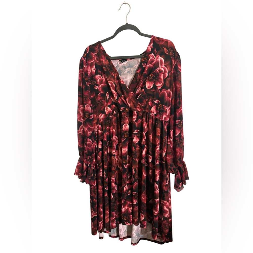 Torrid Studio Knit Floral Babydoll Long Sleeve Dress Size 3